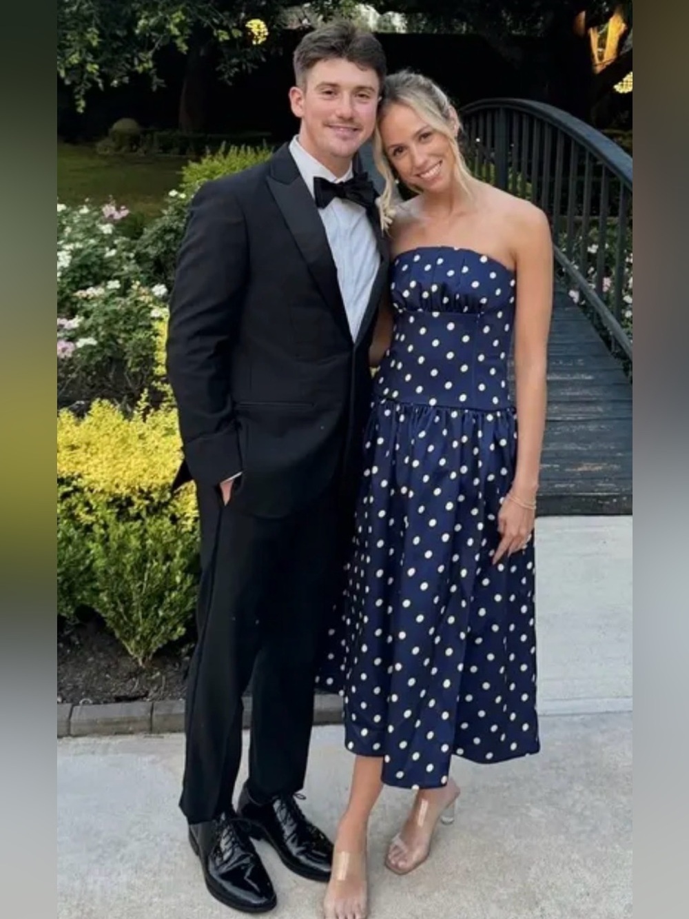 self-portrait Navy Polka Dot Strapless Midi Dress size 12 - Picture 7 of 14